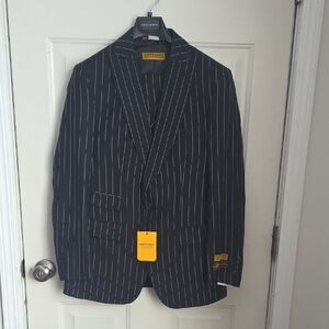 Men's  Black W/ White Stripe 3 Pc Suit